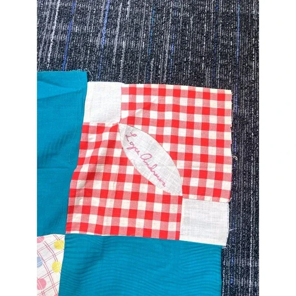 Vintage Unfinished Friendship Quilt Top With Names 64x86 Hand Stitched Rare - Picture 4 of 7